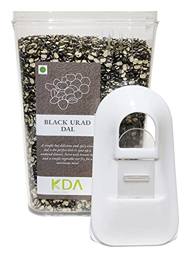 KDA Black Urad Dal (Urad Chilka) | Black Matpe Split | Handpicked & Unpolished | Free Easy Flow Container, 750g