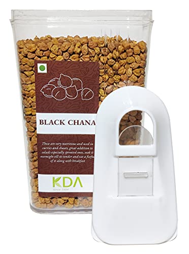 KDA Black Chana (Kala Chana) | Black Chickpea | Bengal Gram | Handpicked & Unpolished | Free Easy Flow Container, 750g