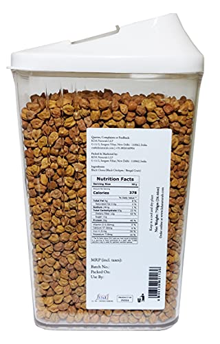 KDA Black Chana (Kala Chana) | Black Chickpea | Bengal Gram | Handpicked & Unpolished | Free Easy Flow Container, 750g