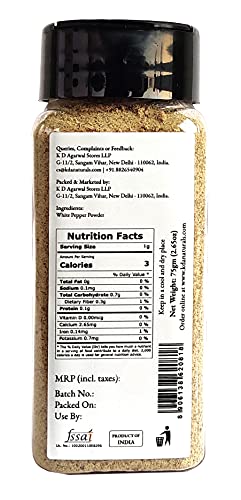 KDA White Pepper Powder (Safed Mirch), 75g
