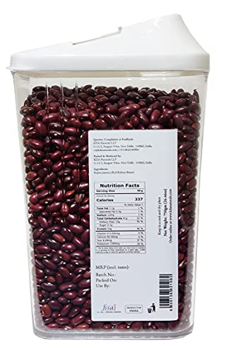 KDA Rajma Jammu (Desi Rajma) | Red Kidney Beans | Handpicked & Unpolished | Free Easy Flow Container, 750g