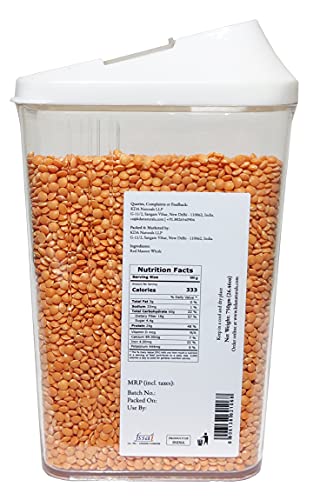 KDA Red Masoor Whole (Malka) | Handpicked & Unpolished | Free Easy Flow Container, 750g