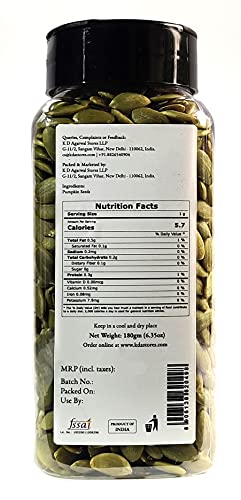 KDA Raw Pumpkin Seeds | Unsalted | Ready to Eat | Superfood, 180g