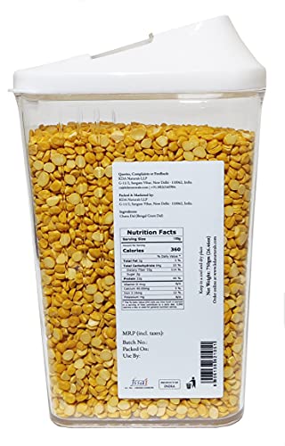 KDA Chana Dal | Bengal Gram Dal | Handpicked & Unpolished | Free Easy Flow Container, 750g