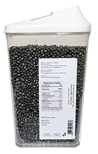 KDA Black Urad Whole (Urad Sabut) | Black Matpe Beans | Handpicked & Unpolished | Free Easy Flow Container, 750g