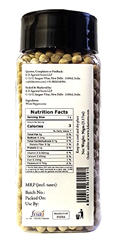 KDA White Peppercorns (White Pepper / Safed Mirch), 90g