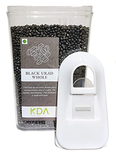KDA Black Urad Whole (Urad Sabut) | Black Matpe Beans | Handpicked & Unpolished | Free Easy Flow Container, 750g
