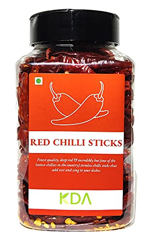 KDA Dried & Stemless Red Chilli Sticks (Sabut Lal Mirch), 100g