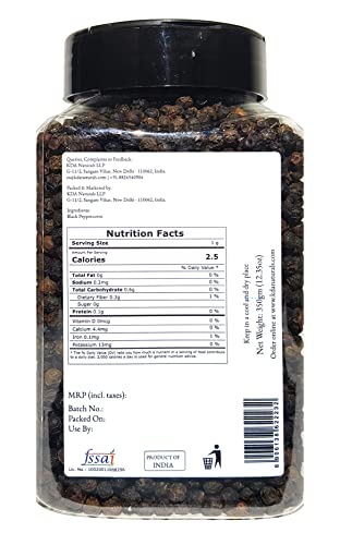 KDA Black Peppercorns (Black Pepper / Kali Mirch), 350g