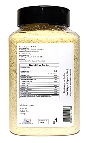 KDA California Almond Flour (Badam Powder) | Blanched | Skinless | Gluten Fee | Keto Friendly, 300g