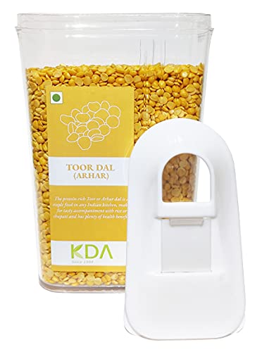 KDA Toor Dal (Arhar Dal) | Pigeon Peas Split | Handpicked & Unpolished | Free Easy Flow Container, 750g