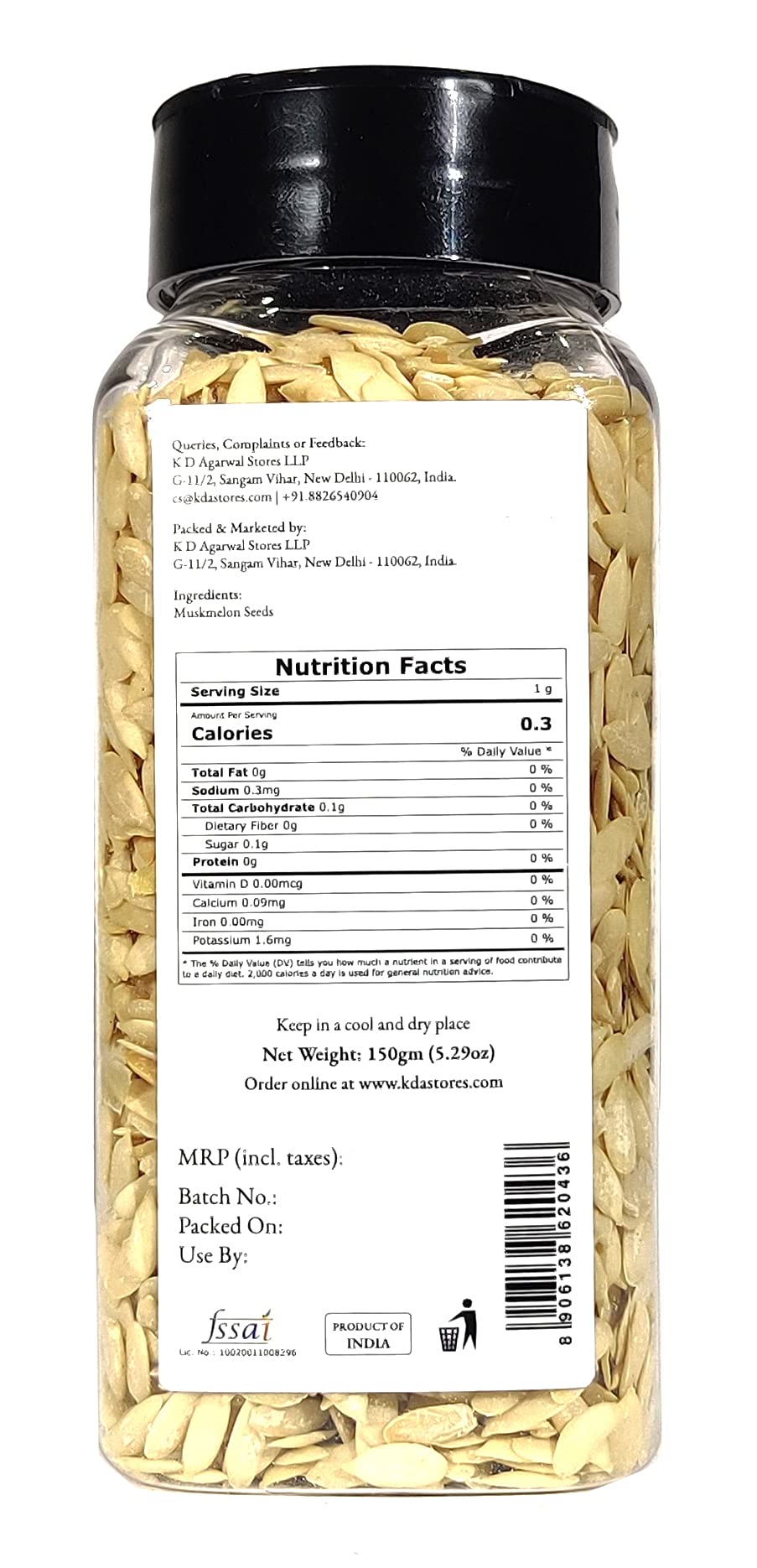 KDA Raw Muskmelon Seeds | Unsalted | Ready to Eat | Superfood, 150g