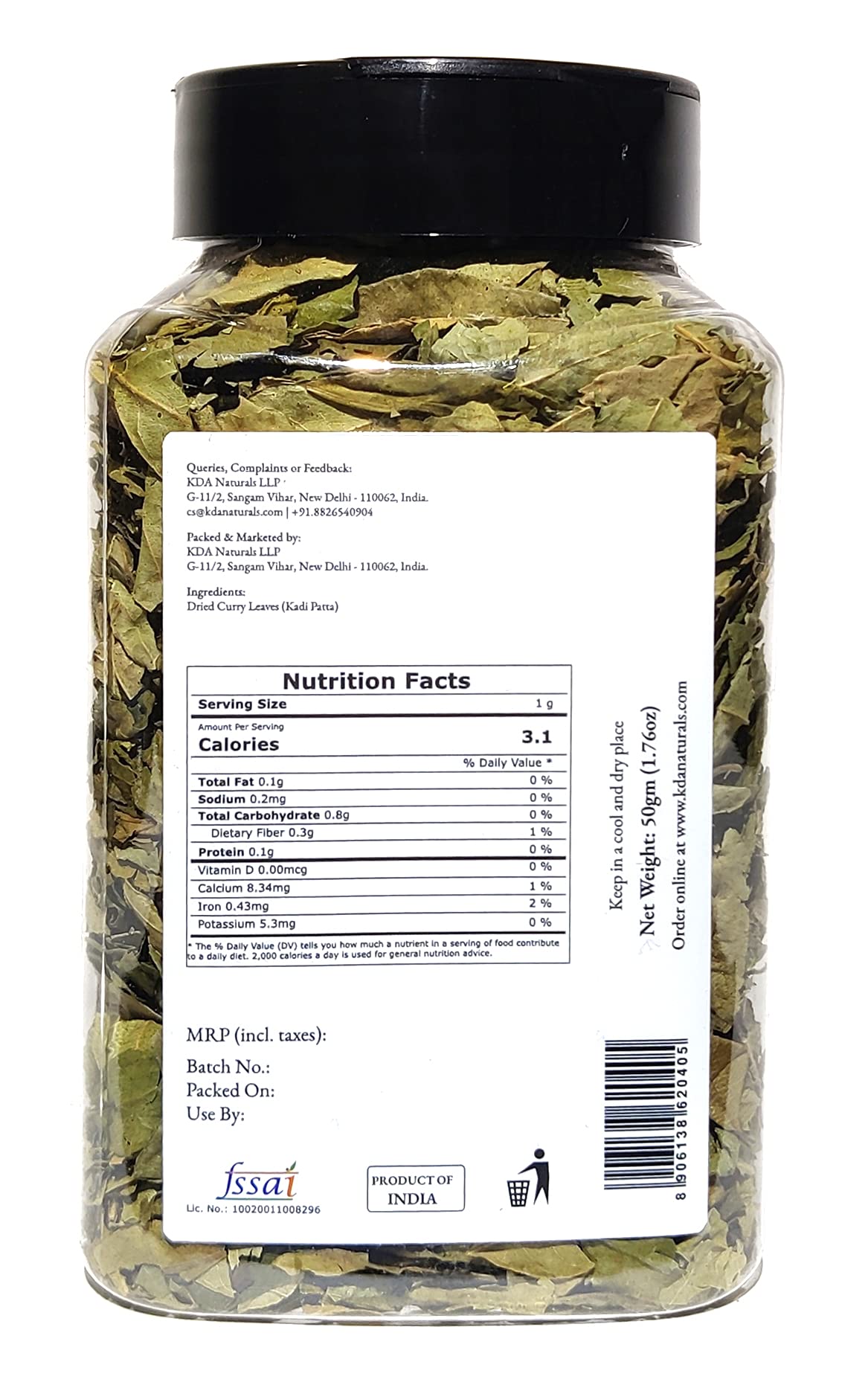KDA Dried Curry Leaves (Kadi Patta), 50g