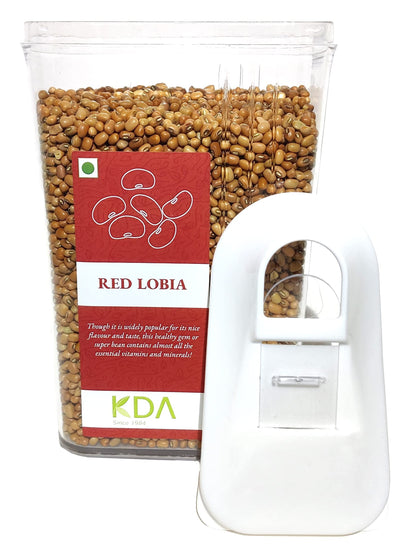 KDA Red Lobia | Cowpea | Black-Eyed Pea | Handpicked & Unpolished | Free Easy Flow Container, 750g