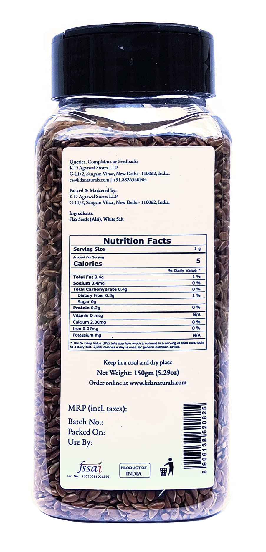 KDA Roasted Flax Seeds (Alsi) | Salted | Ready to Eat | Superfood, 150g