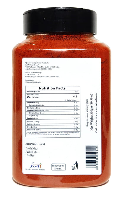KDA Red Kashmiri Chilli Powder (Lal Kashmiri Mirch), 300g