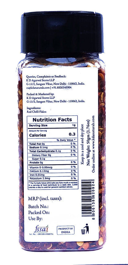 KDA Dried Red Chilli Flakes, 50g
